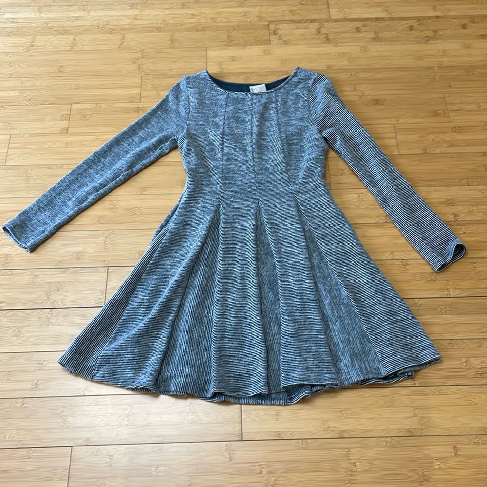 Anthropologie Dolan Piper Striped Pleated Dress Gray S